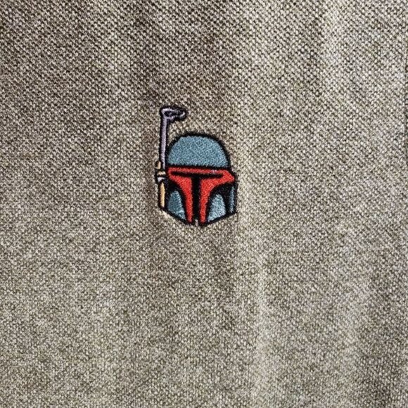 Disney Parks Polo Boba Fett Shirt Star Wars Mandalorian Knit Mens Top - Picture 2 of 10